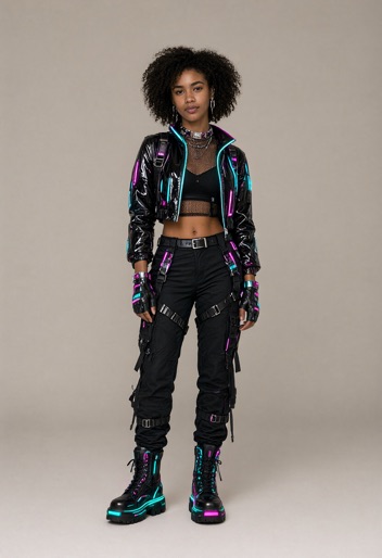 The same person restyled in a Cyberpunk outfit by Rizz My Fit