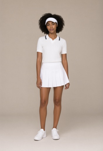 The same person restyled in a Tennis Chic outfit by Rizz My Fit