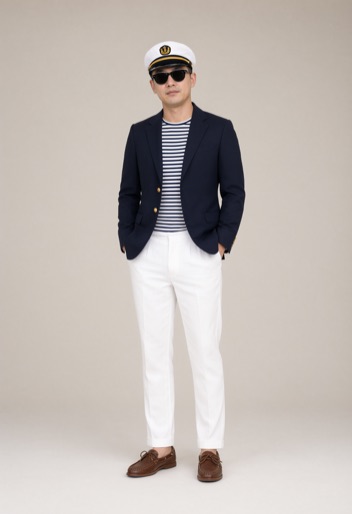 The same person restyled in a Yacht Club outfit by Rizz My Fit