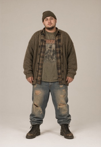 The same person restyled in a 90's Grunge outfit by Rizz My Fit