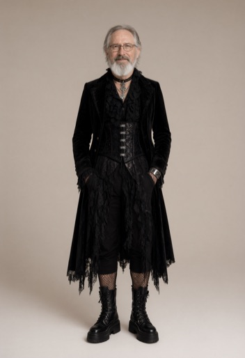 The same person restyled in a Goth outfit by Rizz My Fit