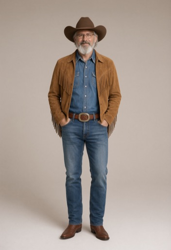 The same person restyled in a Western outfit by Rizz My Fit