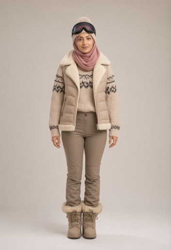 The same person restyled in a Après-Ski outfit by Rizz My Fit