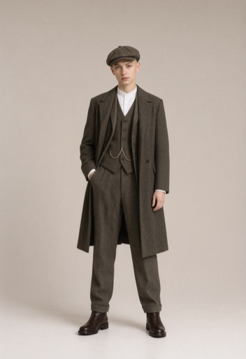 The same person restyled in a Peaky Blinders outfit by Rizz My Fit