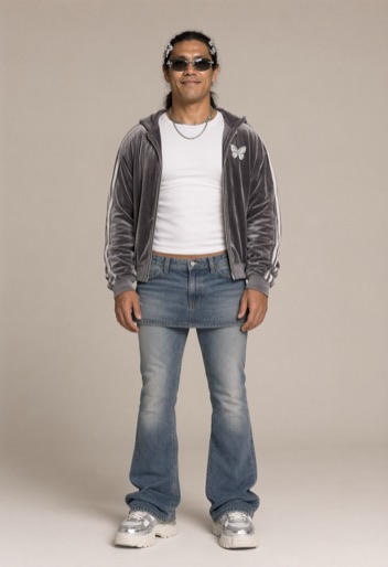 The same person restyled in a Y2K outfit by Rizz My Fit