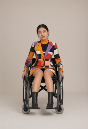 The same person restyled in a 60's Mod outfit by Rizz My Fit
