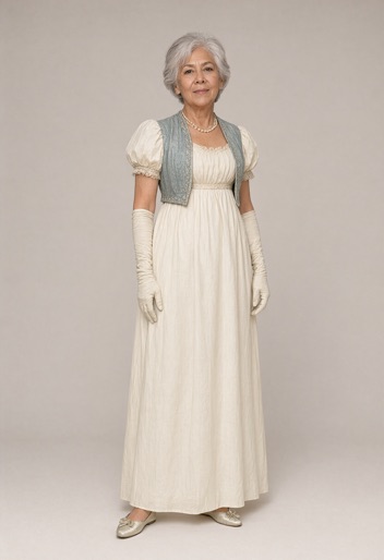 The same person restyled in a Regency outfit by Rizz My Fit